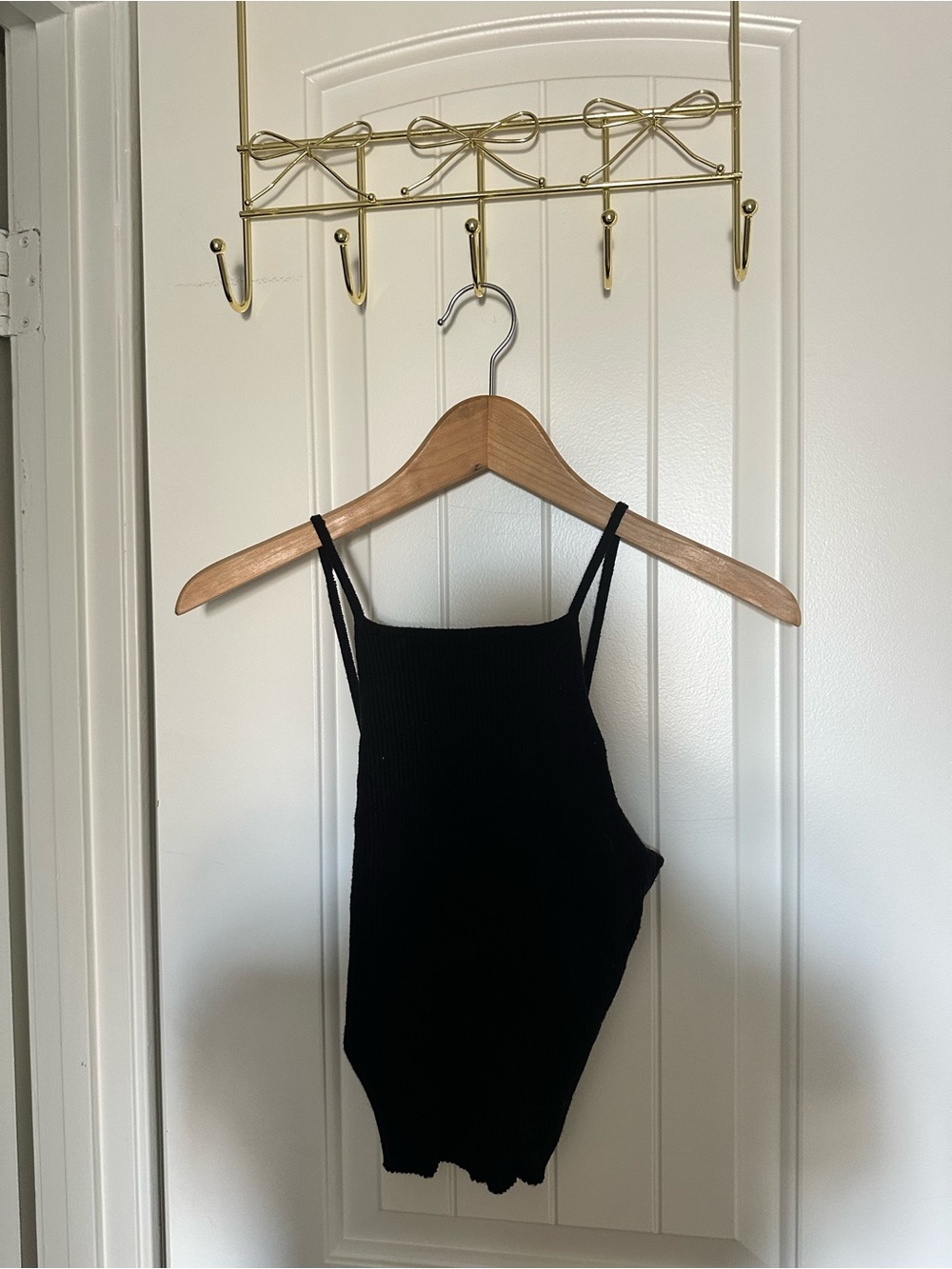 Black High Neck Knit Crop Top